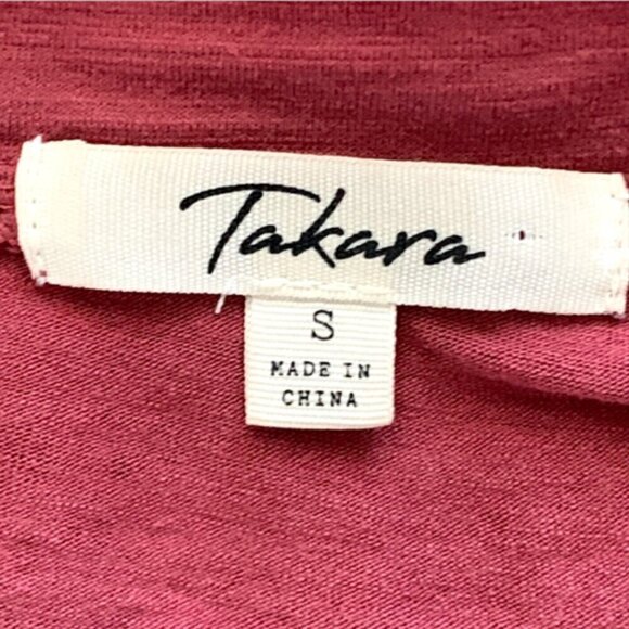 Takara S Rose Pink Tie Waist Cutout Neck Short Sleeve Tee Top 39F - Picture 7 of 9